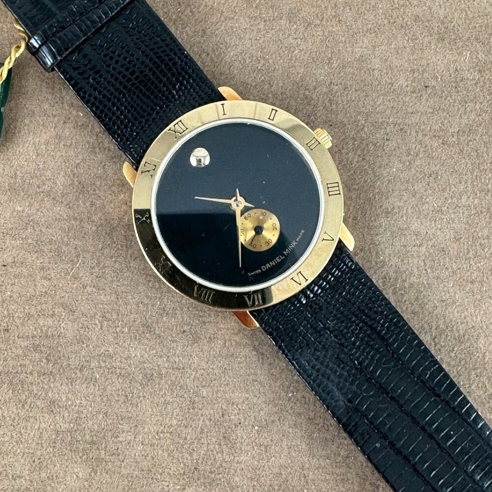 Vintage NOS in Box Designer Gold Daniel Mink Gold Dot Swiss Luxury Watch